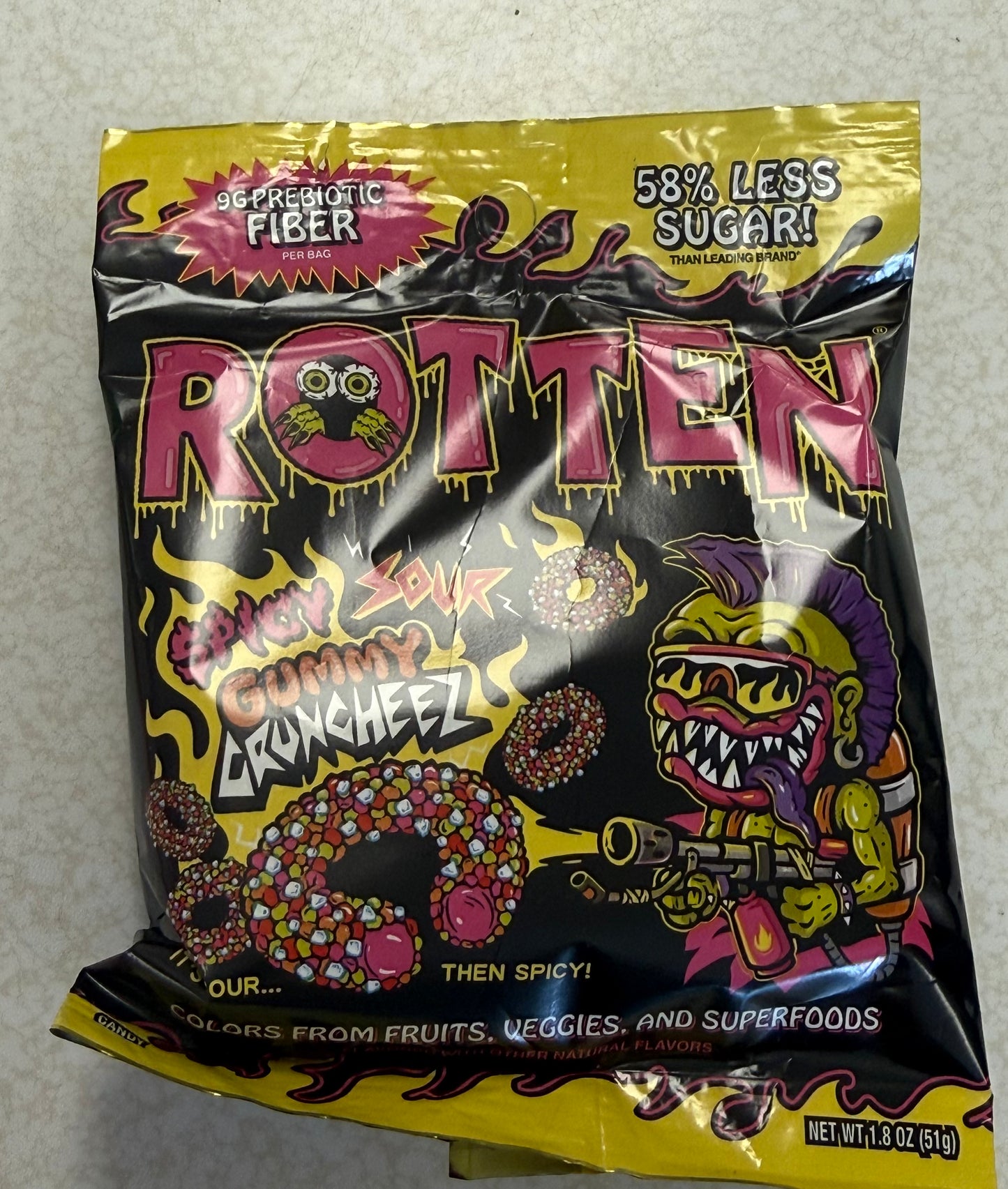 Rotten spicy sour gummy cruncheez