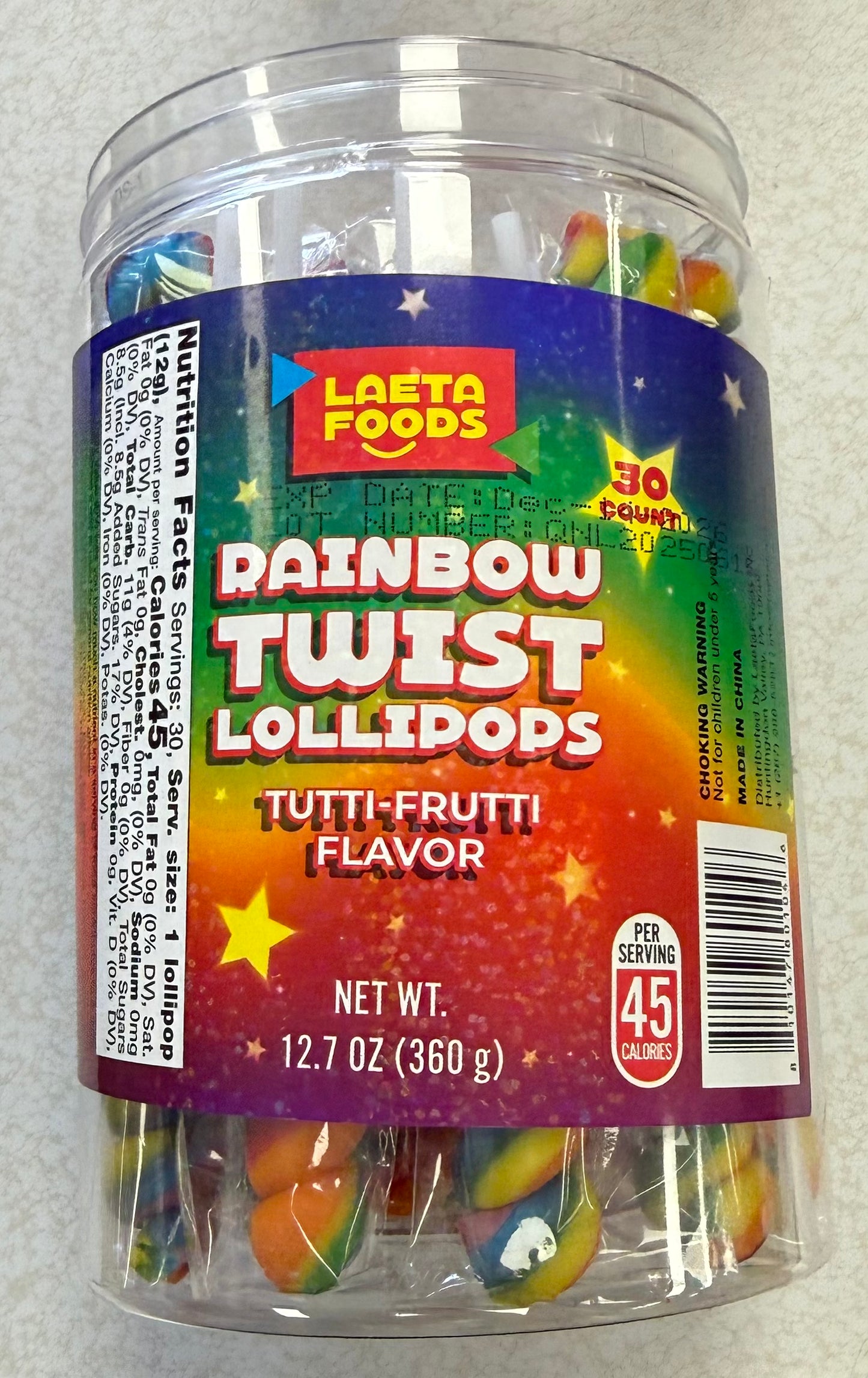 Rainbow Twist lollipop