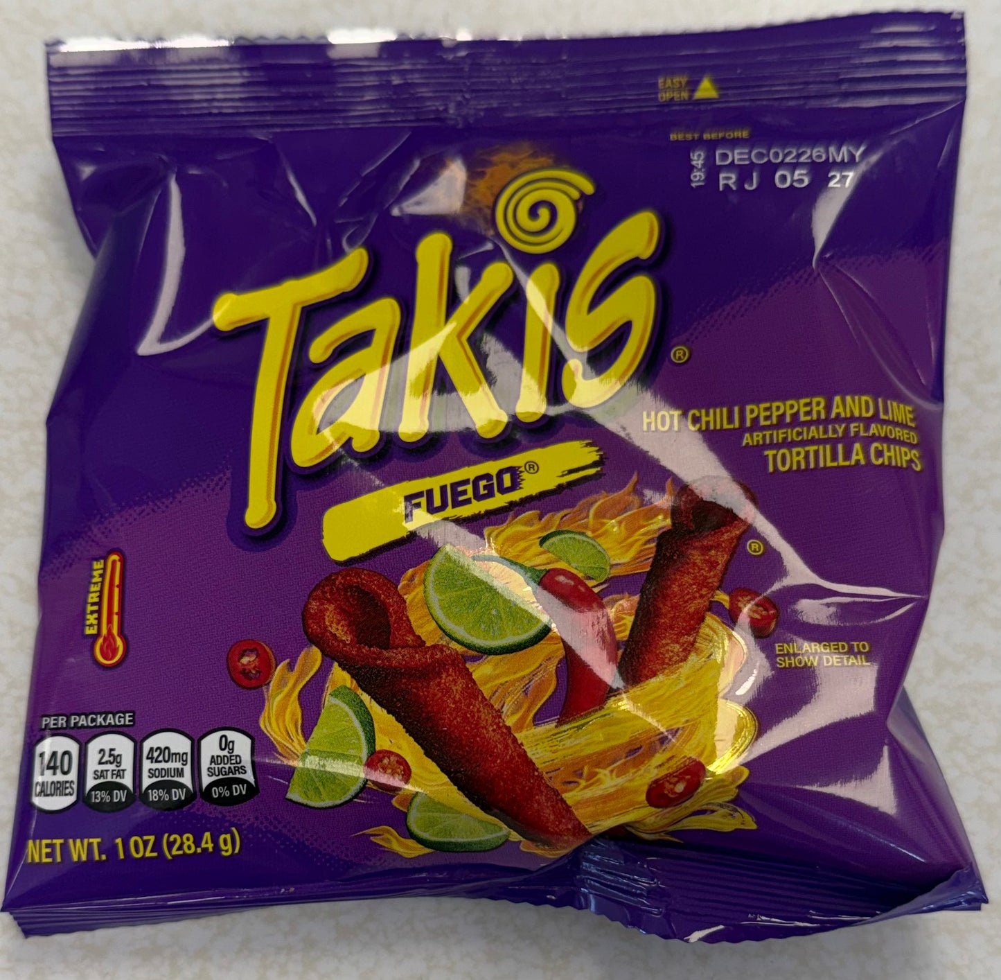 Takis fuego hot chili pepper & lime