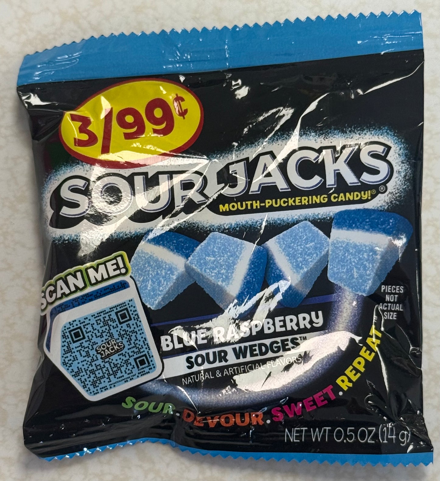 Sour jacks blue raspberry sour wedges