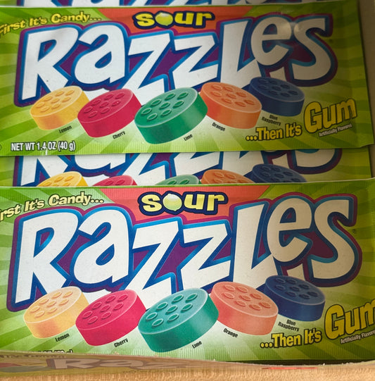 Razzles sour candy gum